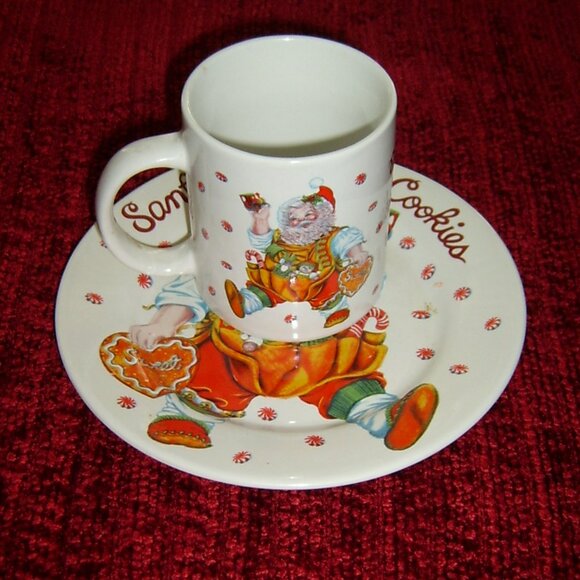Santa’s Magical Cookies Coffee Mug & Plate Set Stoneware Sakura - Picture 1 of 4